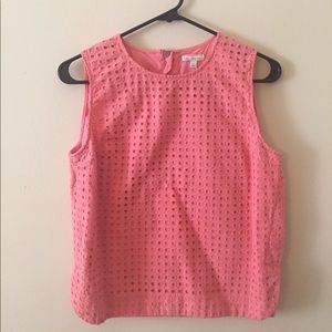 Gap salmon pink eyelet shell tank top preppy